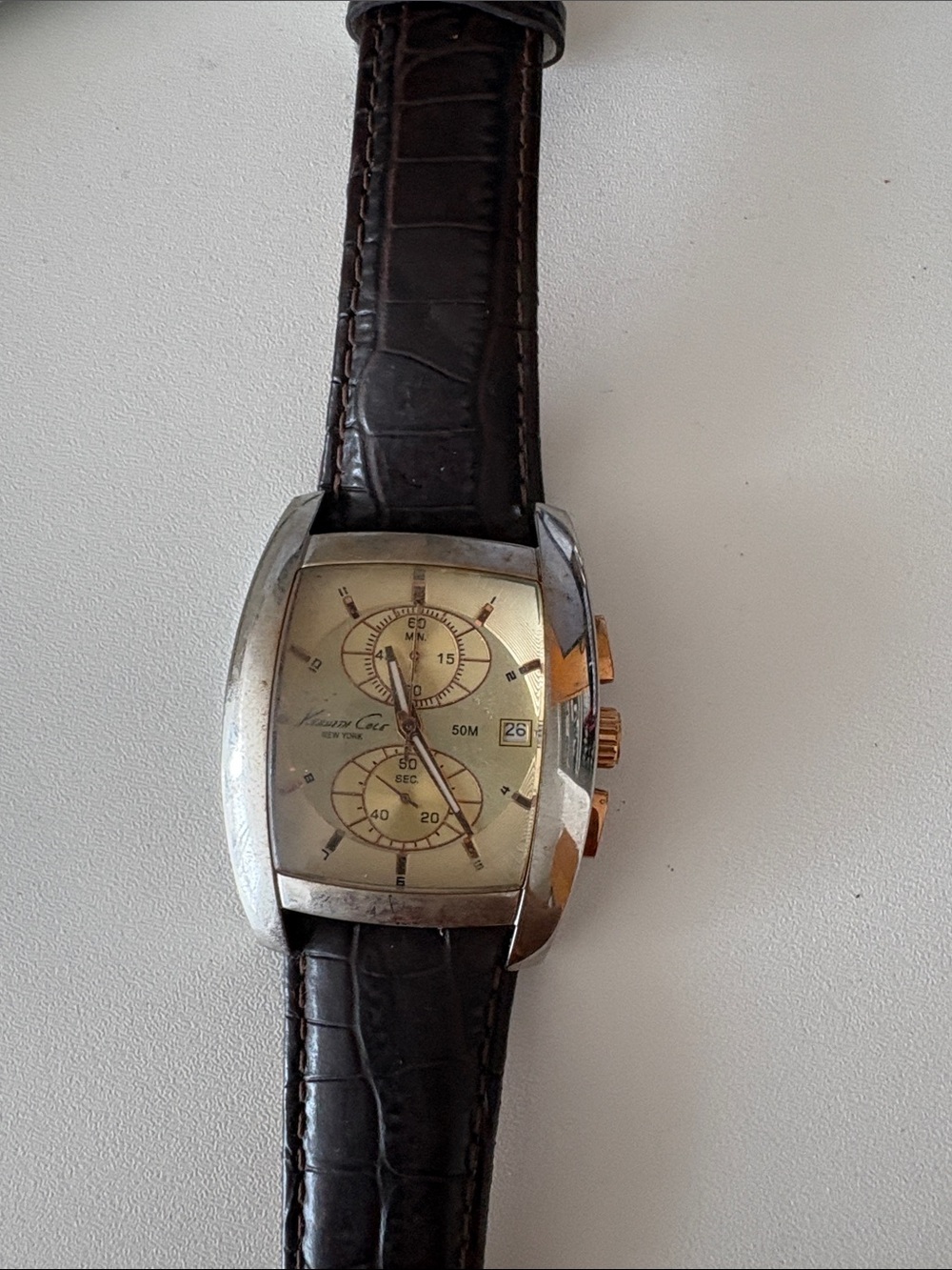 Kenneth Cole Men's Brown Leather Strap Chronograph Watch